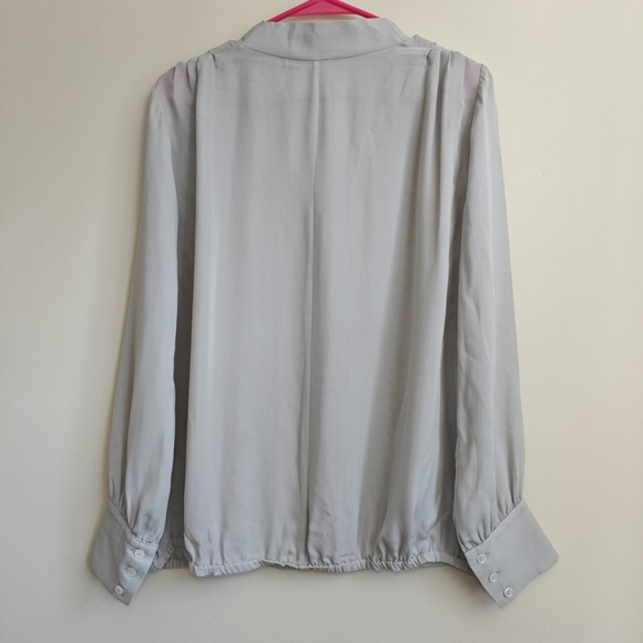 Ramy Brook‎ Medium Long Cuff Sleeve Silk Flowy Loose Blouse V-Neck Gray Top - Picture 3 of 6